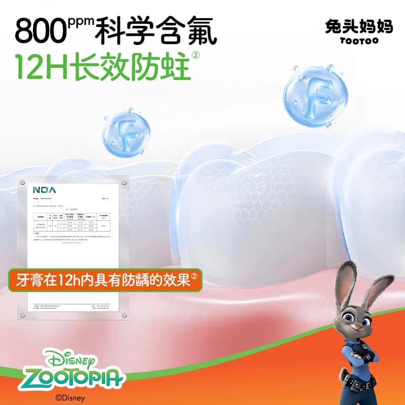 【疯狂动物城x兔头妈妈】儿童抗糖防蛀果味牙膏龋齿含氟宝宝正品 - 缩略图5