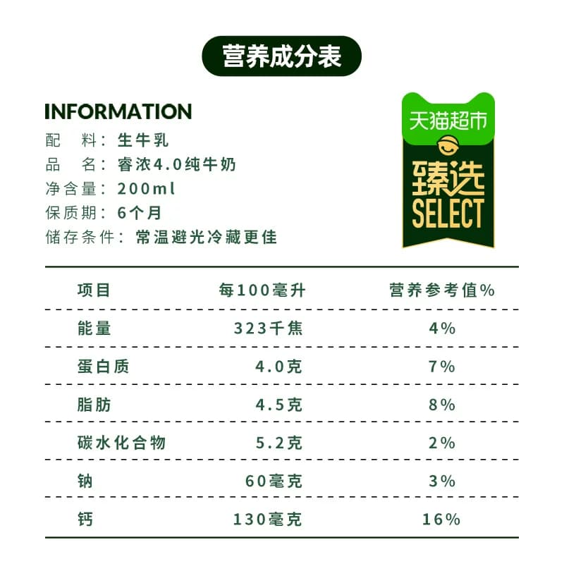 【独家惊喜盒】猫超臻选4.0蛋白高钙新希望睿浓纯牛奶200ml*24盒 - 缩略图5