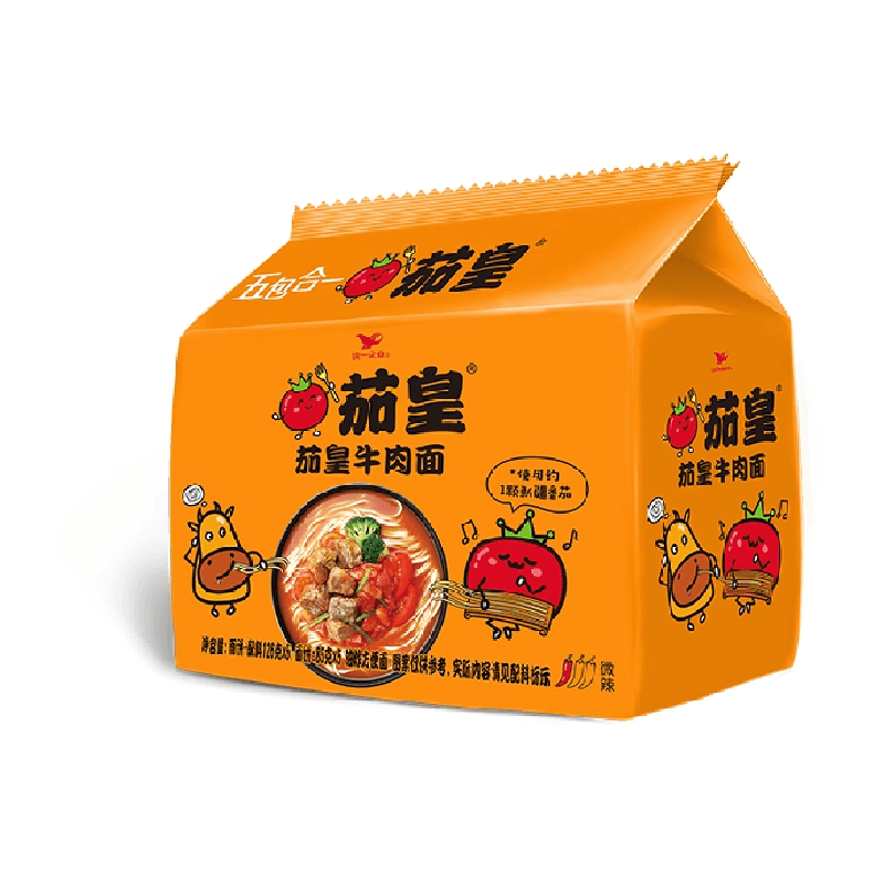 统一 茄皇番茄牛肉面126g*5袋/包方便面网红泡面酸甜鲜美 - 缩略图2
