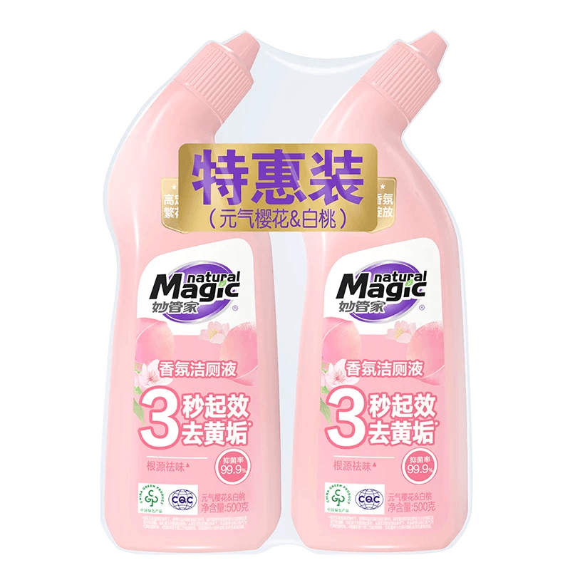 妙管家樱花白桃香氛洁厕液500g*2瓶洁厕灵马桶清洁剂除垢祛味抑菌 - 缩略图5