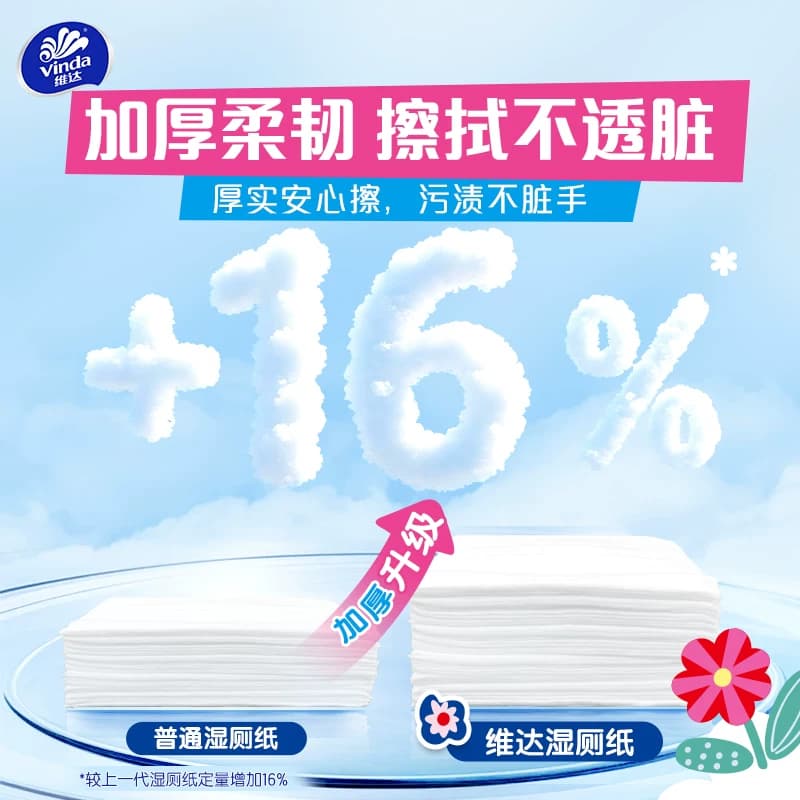 维达多巴胺系列湿厕纸温和清洁可冲马桶新旧交替家庭实惠 - 缩略图3