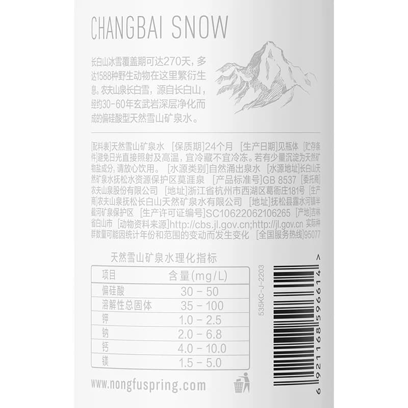 蜜蜂惊喜社农夫山泉长白雪天然雪山矿泉水源自长白山多规格可选 - 缩略图5