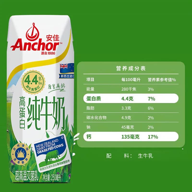 【进口】安佳草饲4.4高蛋白全脂纯牛奶新西兰进口草饲营养早餐奶 - 缩略图5