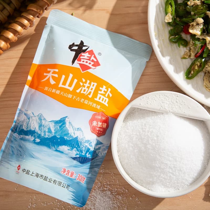 中盐无碘盐天山湖盐未加碘300g*3食用盐家用家庭食盐无抗结剂 - 缩略图3