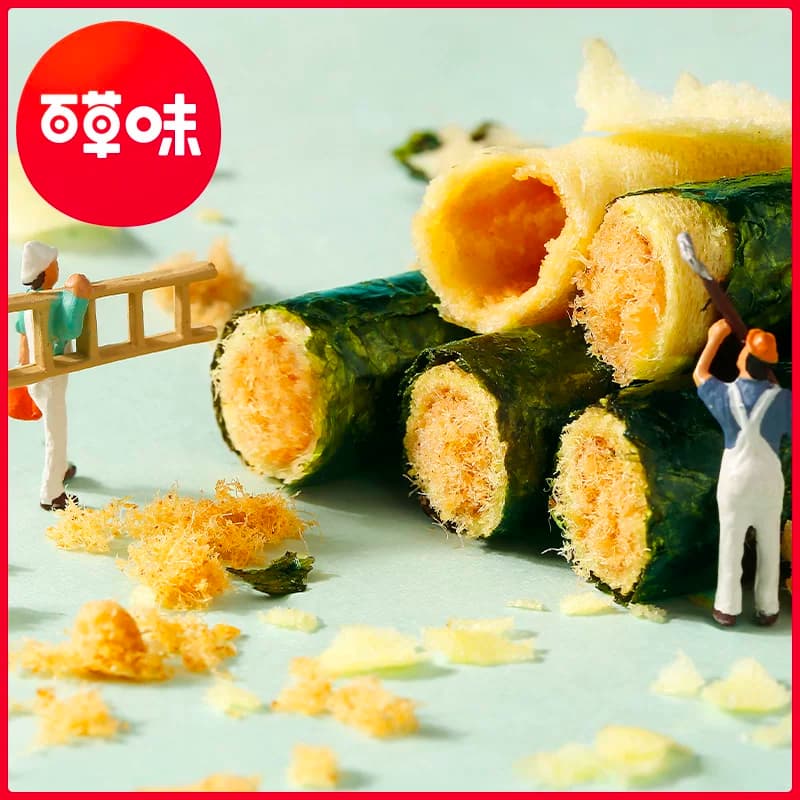 百草味海苔肉松蛋卷休闲食品夹心零食小吃网红海味饼干即食 - 缩略图4