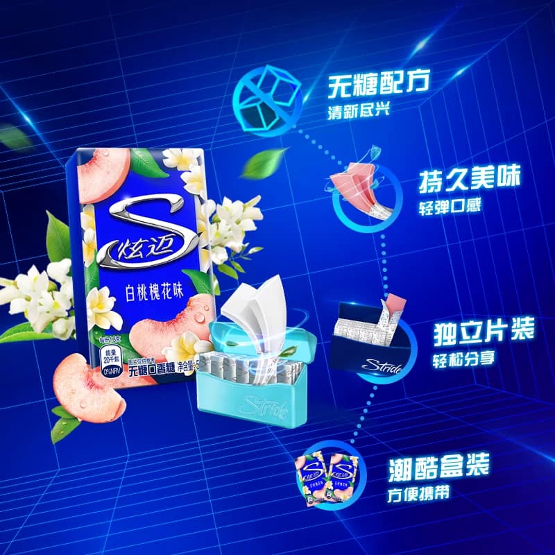炫迈特调花香白桃槐花味盒装无糖口香糖果清新口气零食凑单 - 缩略图5