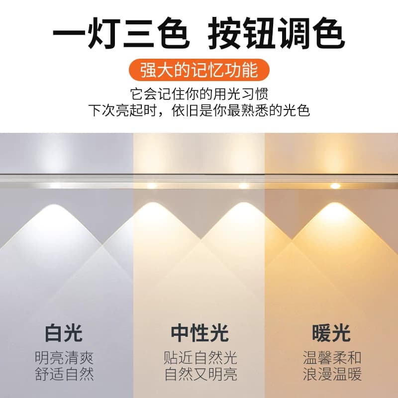 220v三色可调开关山丘灯led插电鞋柜入户柜橱柜衣柜酒柜波纹灯条 - 缩略图4