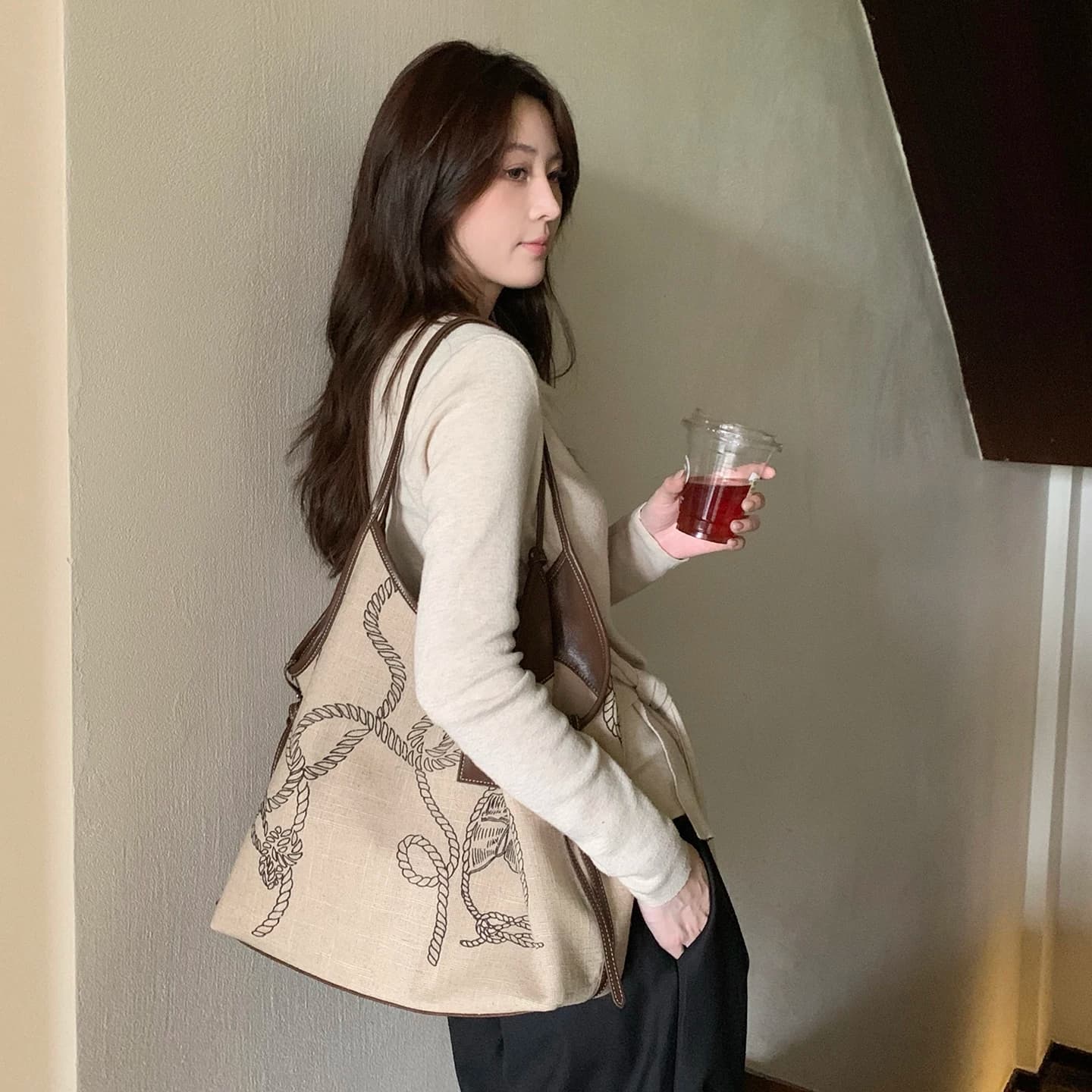南风Chio2nd 手工麻面料曼都画卷托特包包女款休闲手提单肩包大包 - 缩略图3
