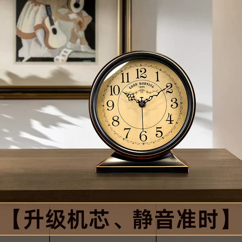 客厅摆台式座钟摆件美式复古桌面新款钟表摆放式台钟时钟2026新款 - 缩略图2