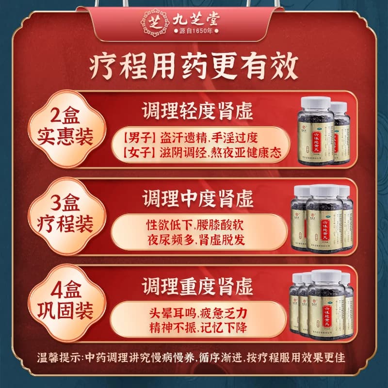 九芝堂六味地黄丸正品官方旗舰店补肾固精强肾持久用手过度枸杞男 - 缩略图3