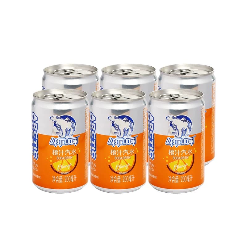 北冰洋橙汁汽水200mlx6听易拉罐果汁可乐碳酸饮料北京中华老字号 - 缩略图2