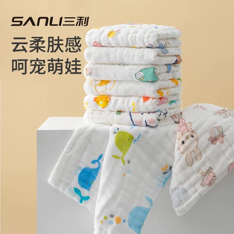 三利童巾纯棉抗菌方巾泡泡六层纱布柔软吸水婴儿毛巾全棉透气宝宝 - 缩略图2