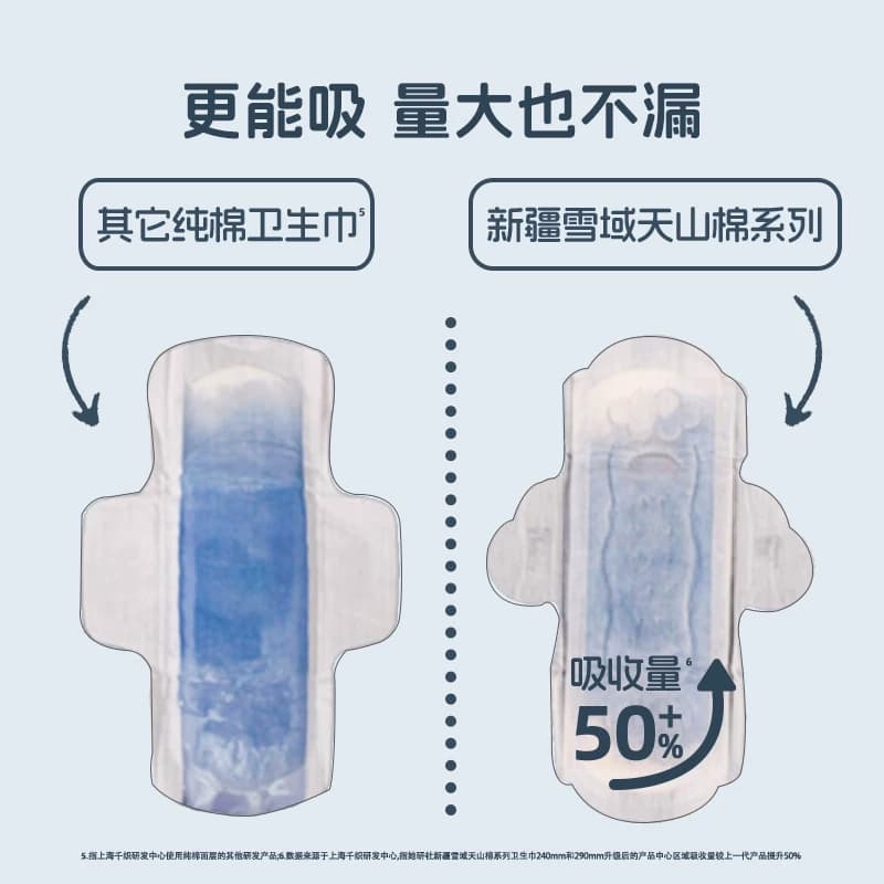 她研社卫生巾新疆雪域天山棉夜用量大日用透气不闷290mm*2包 - 缩略图4