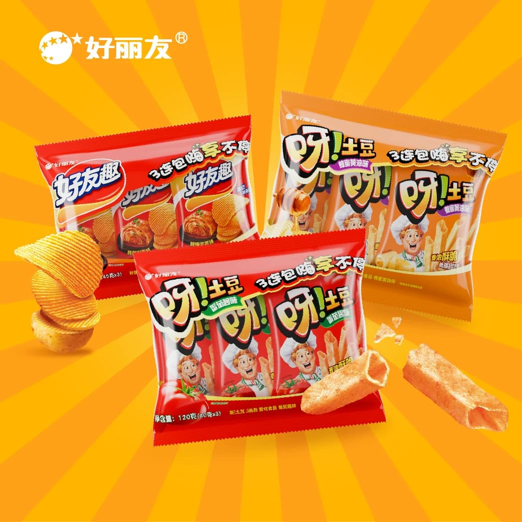 好丽友好友趣泡菜味45g*3连包零食薯条薯片下午茶点心膨化食品 - 缩略图2