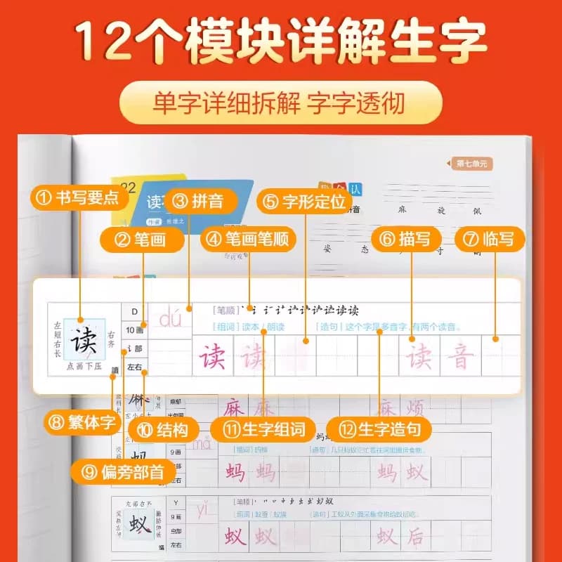 华夏万卷字帖写字课一二三四五六年级下册上册 下 上语文英语同步练字帖一年级字帖练字小学生写字课课练每日一练写字本司马彦字帖 - 缩略图3