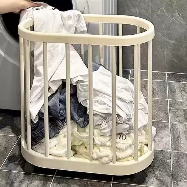 家用脏衣篮防水浴室瑜伽垫健身器材收纳筐窄缝脏衣篓带轮子zd - 缩略图4