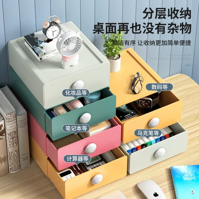抽屉式桌面收纳盒办公室储物小盒子多功能整理神器文具杂物置物架 - 缩略图2