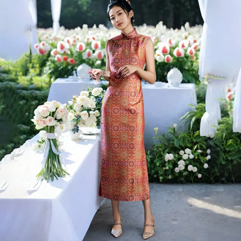 上久楷八达晕名家宋锦旗袍桑蚕丝真丝布料旗袍裙定做中式衣服裁缝 - 缩略图2