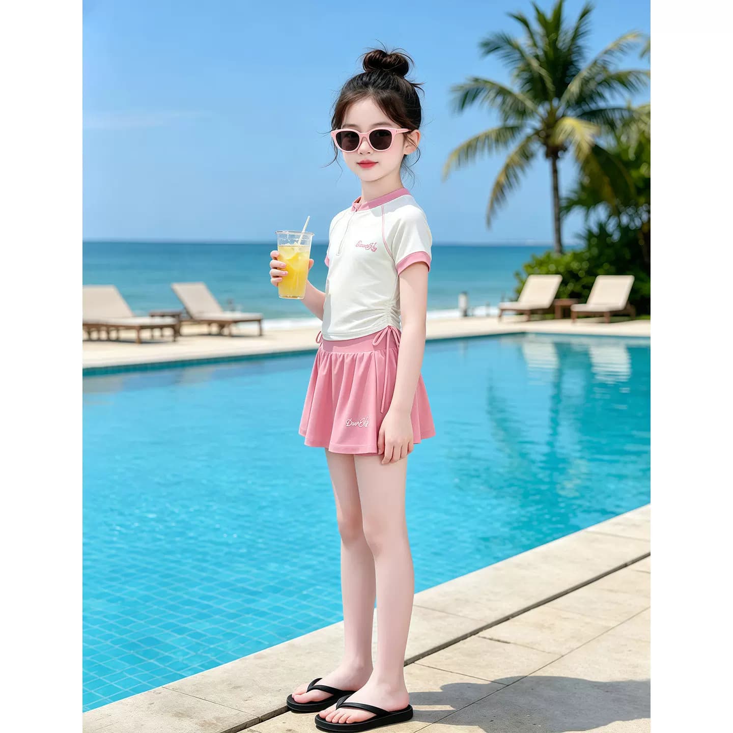 泳衣女儿童夏装2026新款儿童夏季绝美分体游泳衣女大童高级感泳装 - 缩略图4