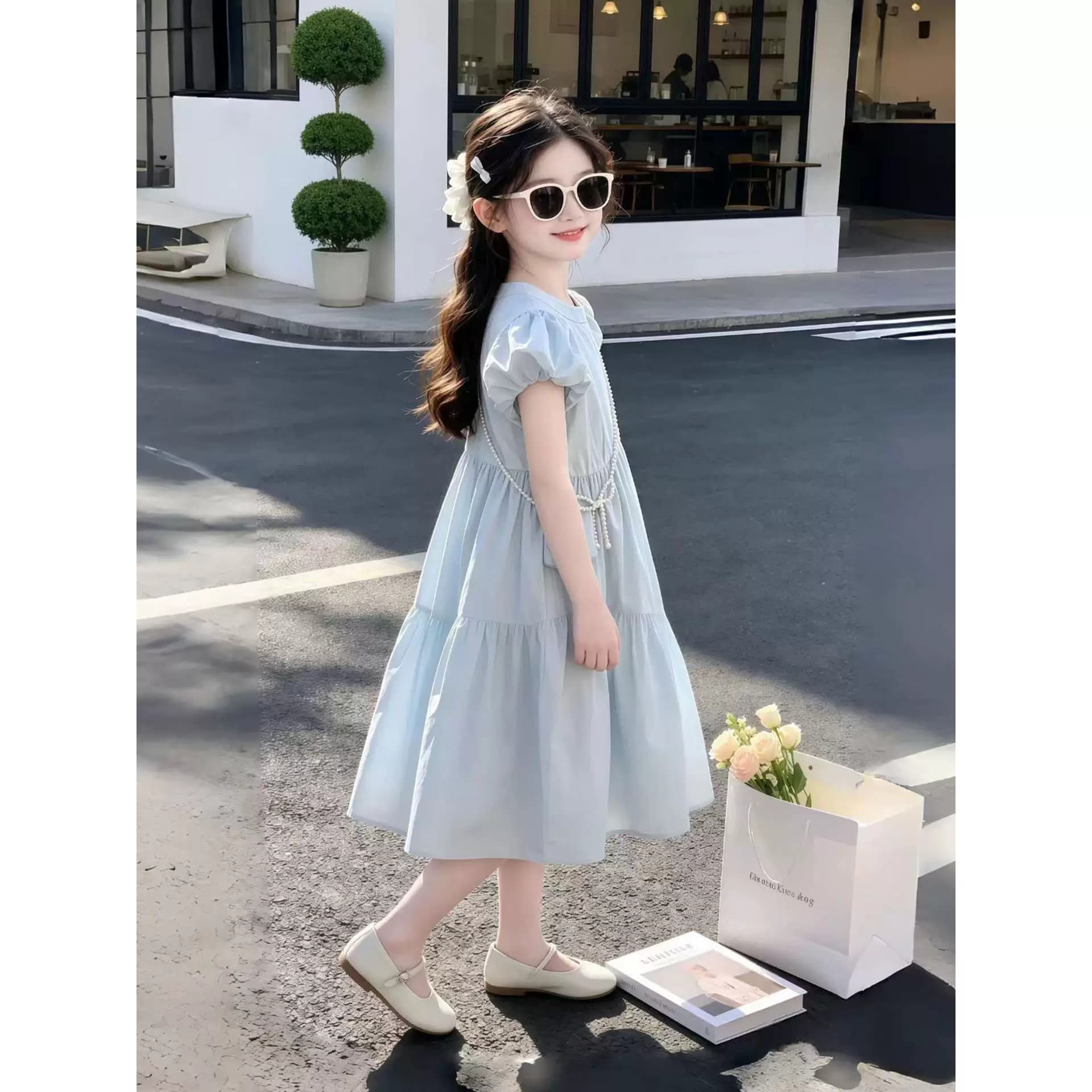 女童连衣裙2026夏季新款韩版时尚儿童棉布裙女孩泡泡袖高级感裙子 - 缩略图4