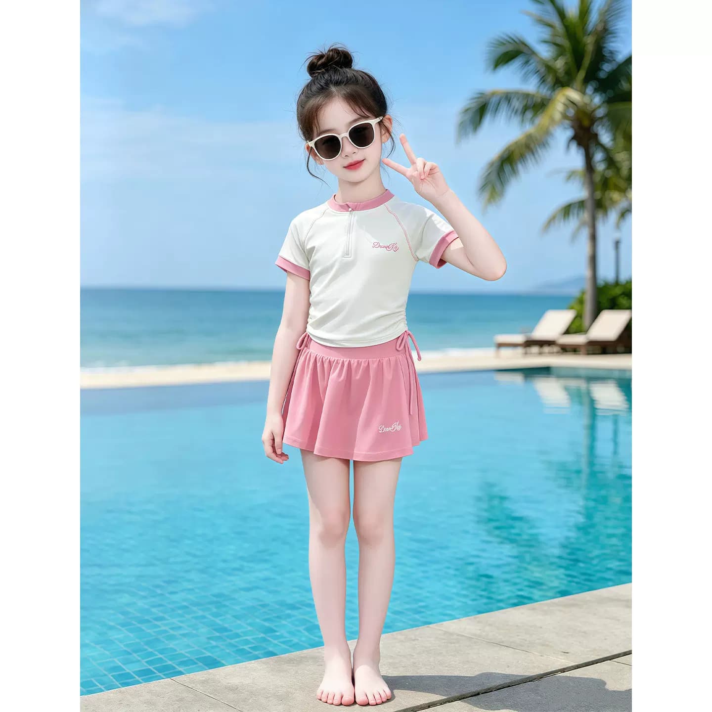 泳衣女儿童夏装2026新款儿童夏季绝美分体游泳衣女大童高级感泳装 - 缩略图2