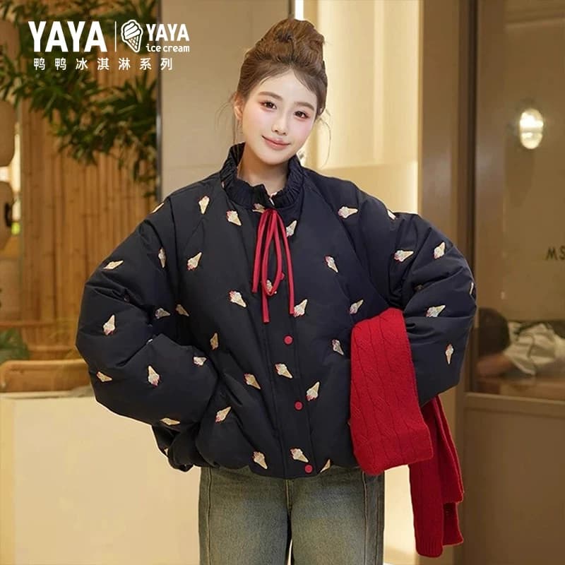 【冰淇淋系列】鸭鸭羽绒服女2026年反季小个子保暖休闲短款外套J - 缩略图3