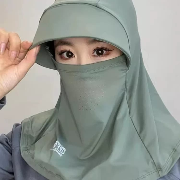 夏季全脸基尼冰丝遮阳帽子女防晒帽防紫外线户外骑行护颈一体面罩 - 缩略图3