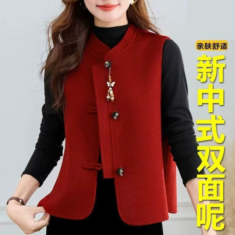 单排扣羊毛双面呢国风马甲女春秋2026新款新中式气质无袖背心上衣 - 缩略图3