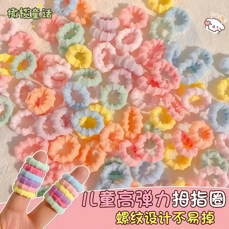 爆款日系多巴胺基础拇指圈儿童不伤发高弹力皮筋头绳宝宝女童彩色 - 缩略图2