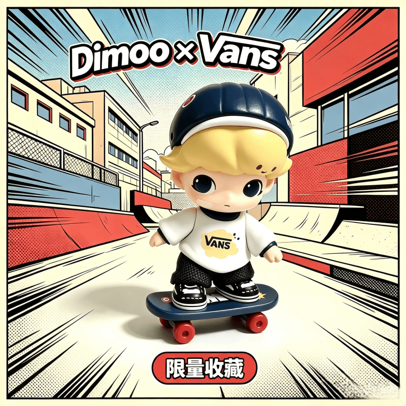 【新品】DIMOO联名VANS吊卡潮玩手办滑板造型摆件七夕礼物送男友 - 缩略图3