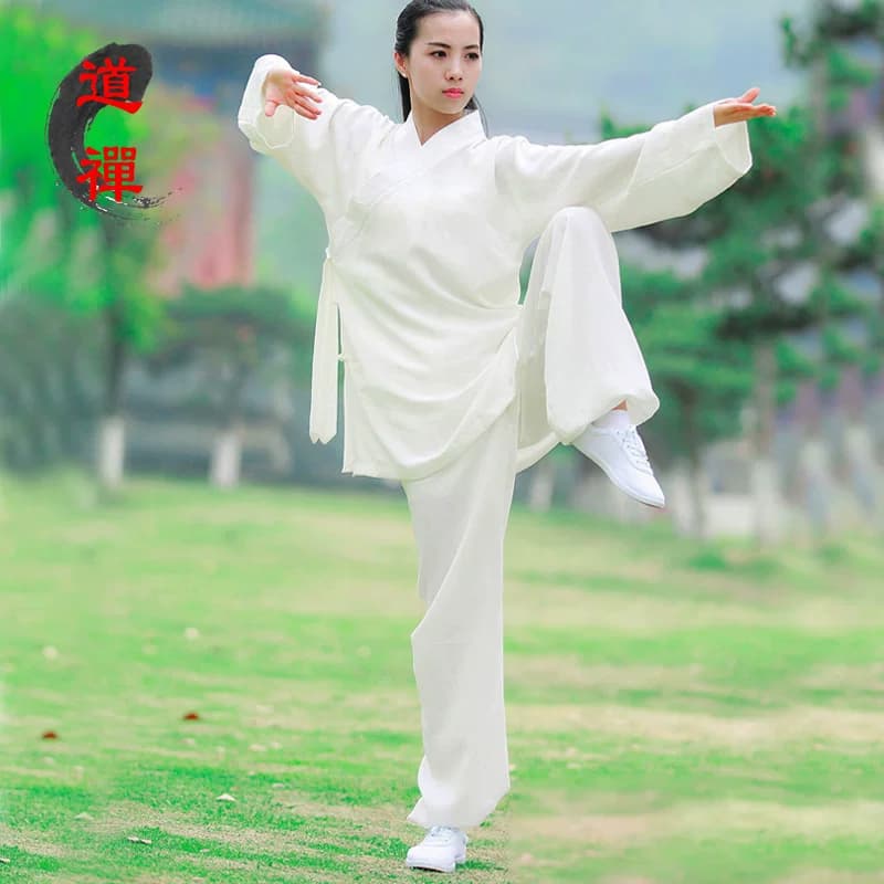 武当太极服中短袖道服2025新款亚麻夏天练功服男禅修服女道士服装 - 缩略图3