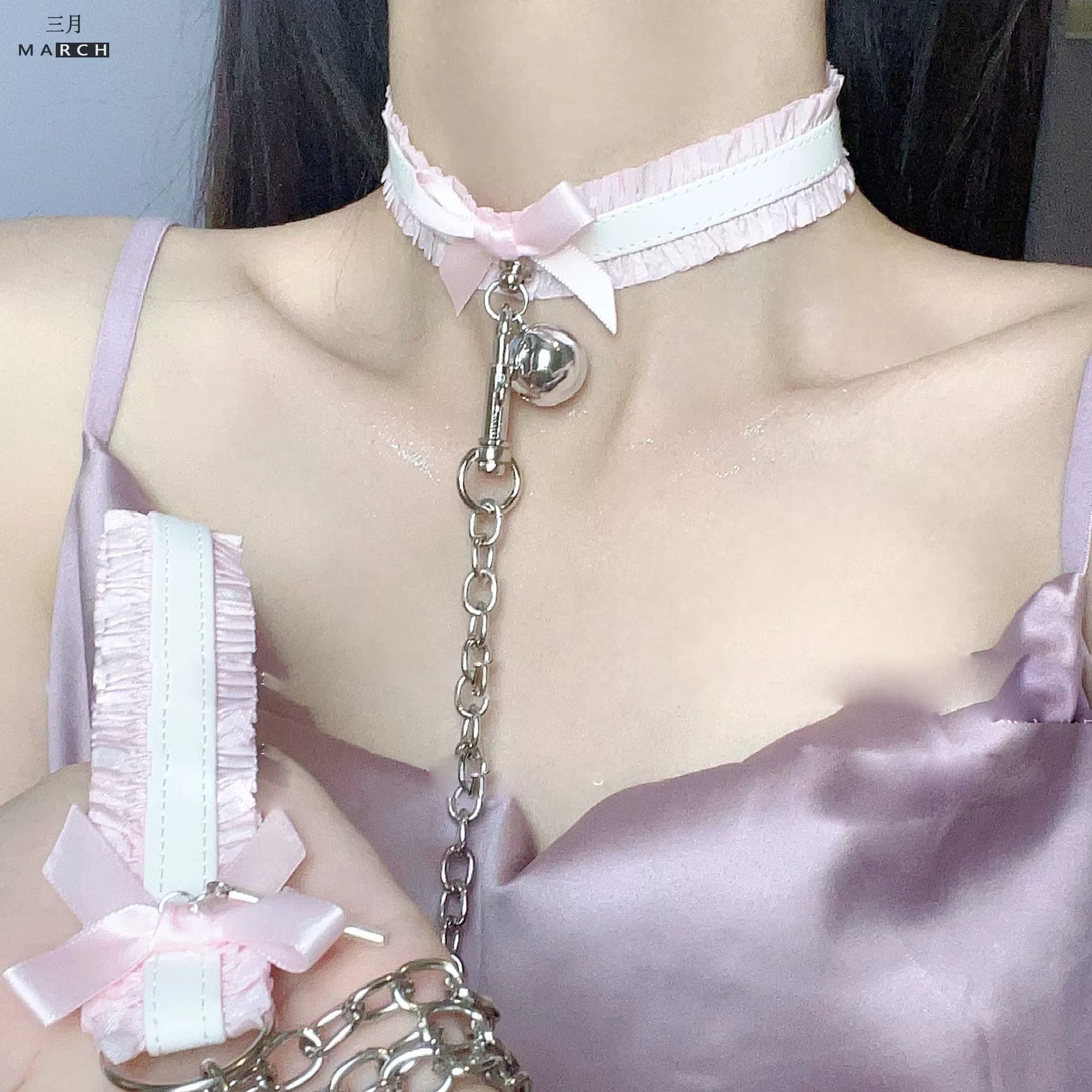 花边蕾丝蝴蝶结颈饰puppy铃铛choker项圈女颈带情侣有趣甜酷软妹 - 缩略图3