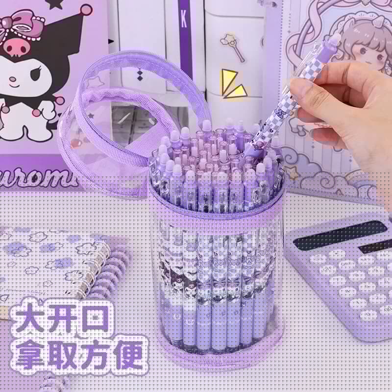 简约圆形透明笔袋高颜值圆筒铅笔盒学生大容量透明笔筒收纳文具盒 - 缩略图2