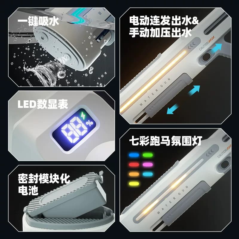 新款脉冲电动水枪全自动吸水抢高速连发手自一体黑科技大容量水枪 - 缩略图2
