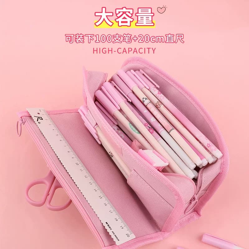 ins风高颜值女生笔袋可爱大容量中小学生多功能双层文具袋铅笔盒 - 缩略图3