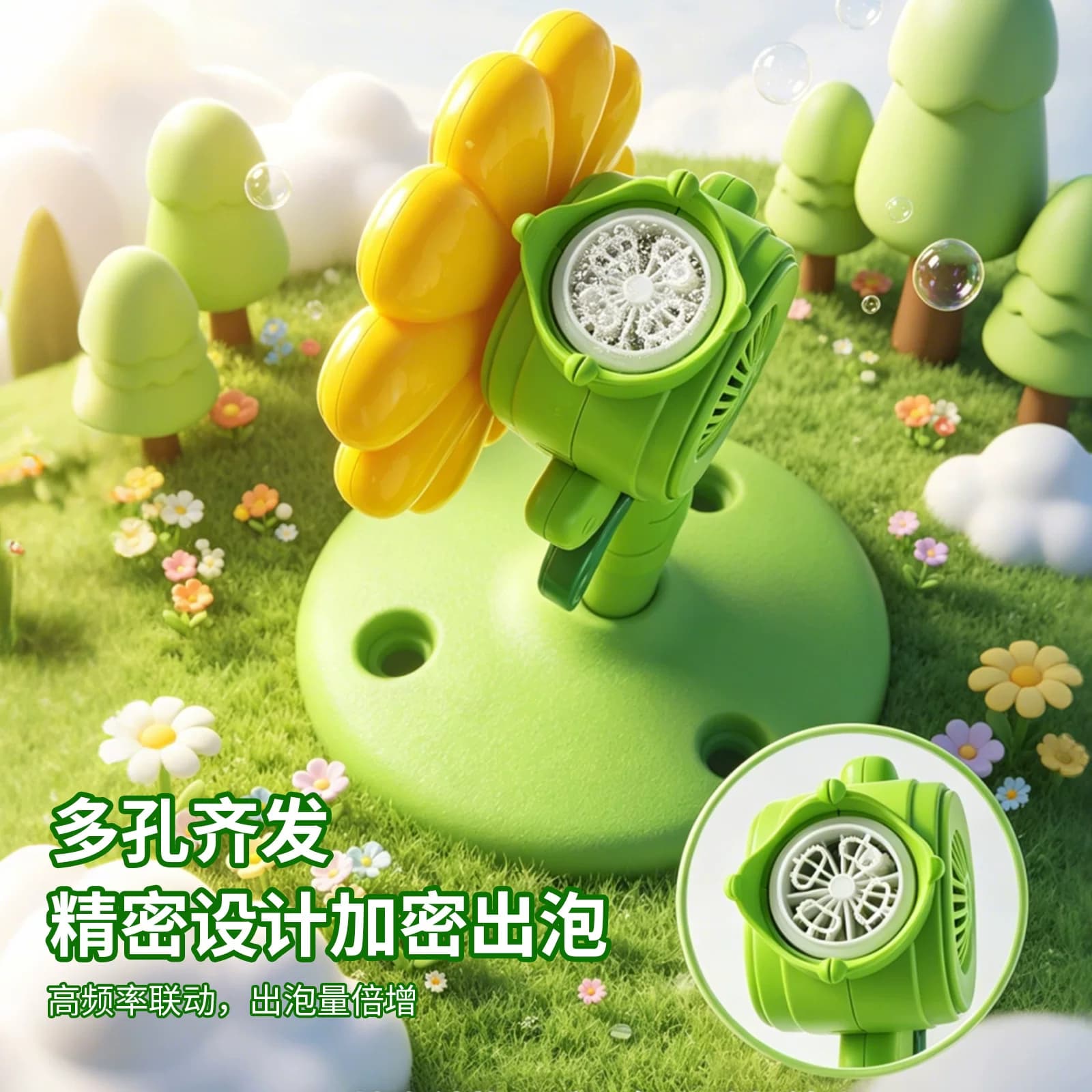 立式七色电动全自动大容量户外旋转风车冲天吹泡泡机户外儿童玩具 - 缩略图4
