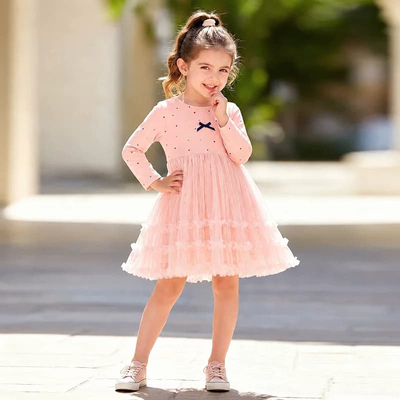 2026新款Little Maven女童网纱公主裙秋季波点蝴蝶结蛋糕裙蓬蓬裙 - 缩略图4