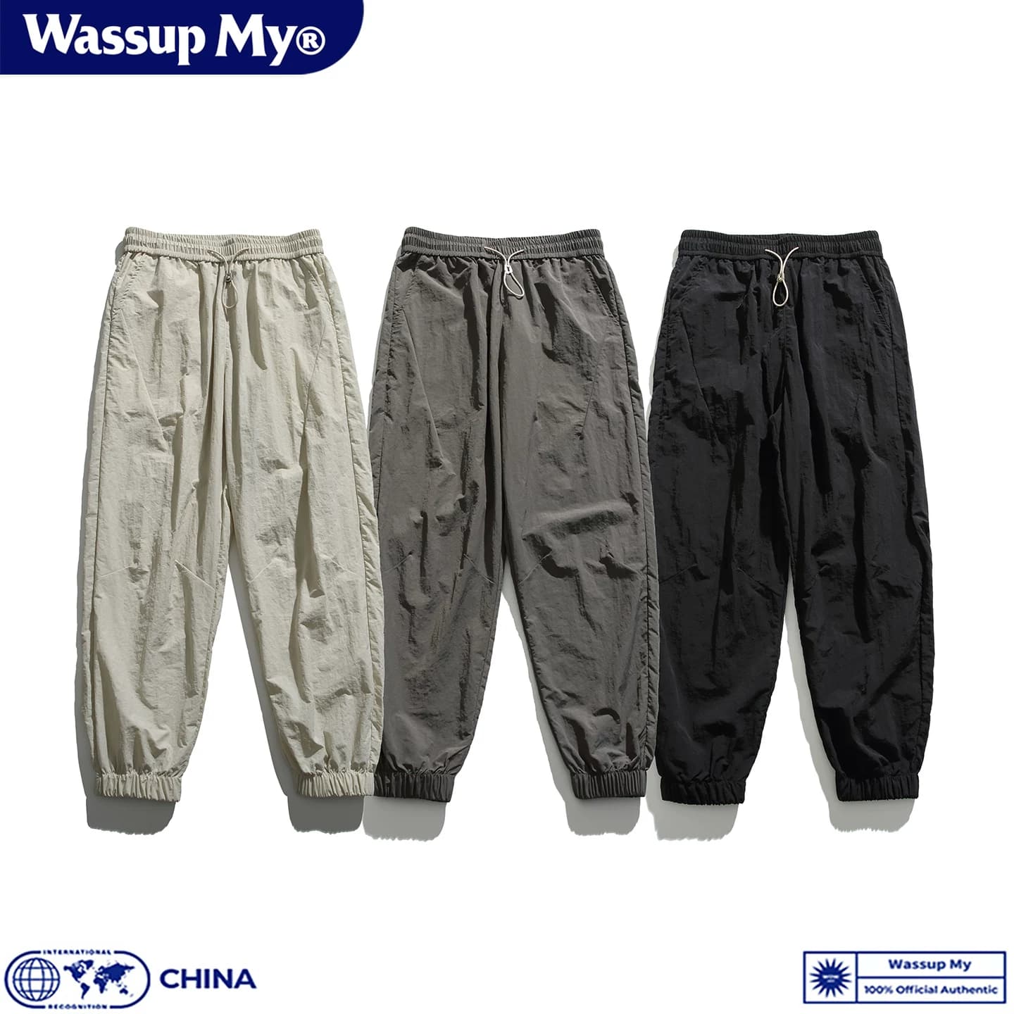 Wassup My潮牌山系休闲裤男夏季冰丝薄款宽松束脚九分速干长裤 - 缩略图4