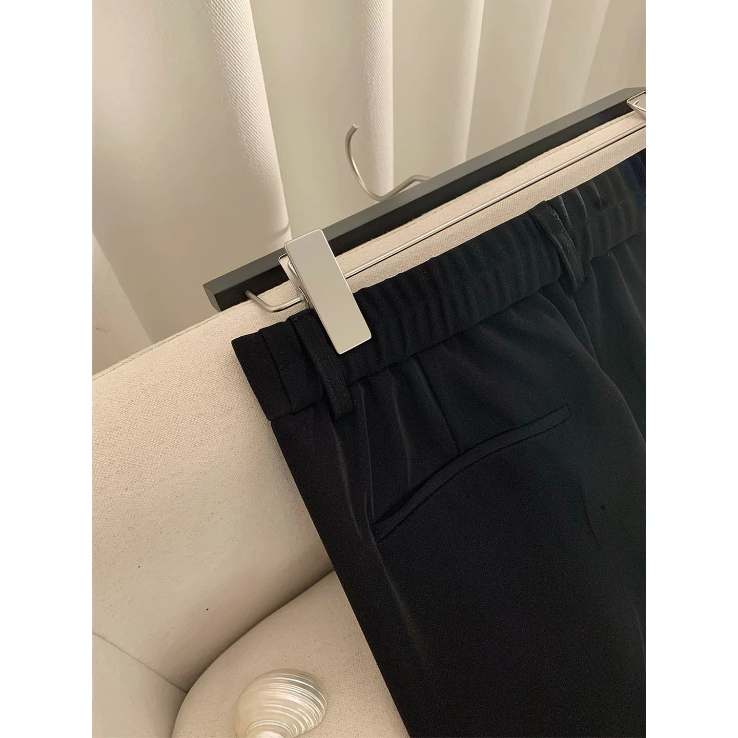 阿茶与阿古【四季好穿西裤】黑色垂坠微喇西裤男显高显瘦休闲裤子 - 缩略图5