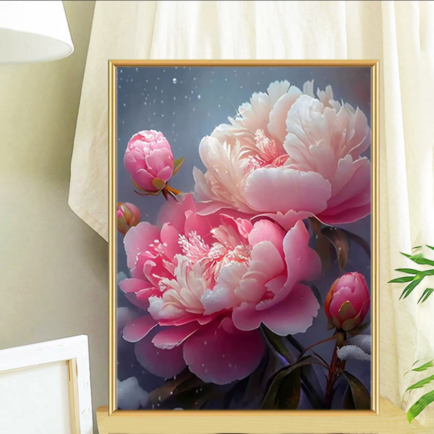 牡丹花卉钻石画满钻新款手工5D点贴粘钻十字绣客厅餐厅简约满钻画 - 缩略图4