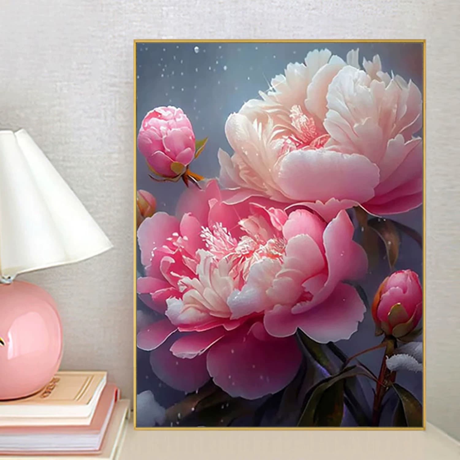牡丹花卉钻石画满钻新款手工5D点贴粘钻十字绣客厅餐厅简约满钻画 - 缩略图3