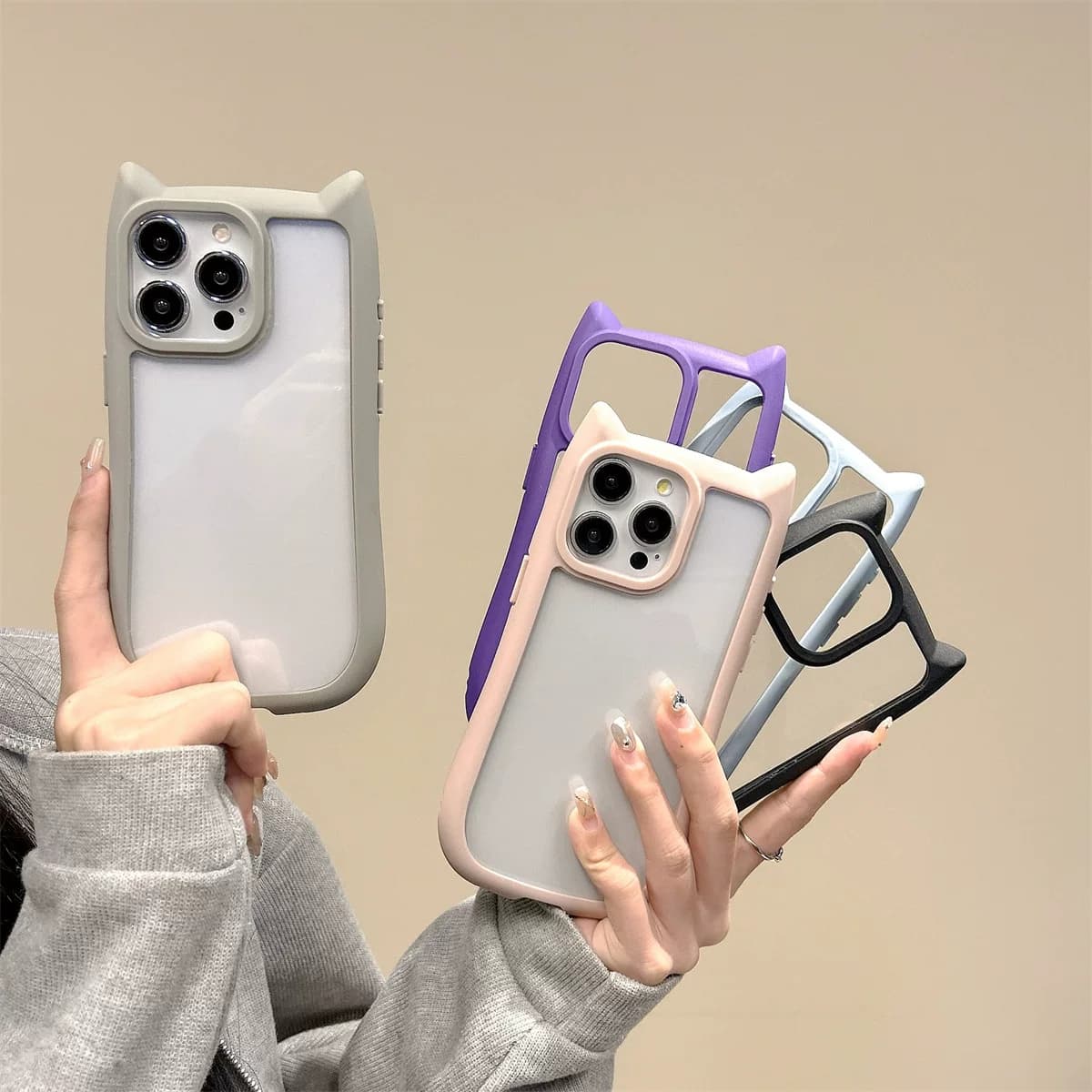RB高版本适用于苹果iphone15/15promax手机壳14plus保护套13mini猫耳朵全包11防刮透明16亚克力硅胶17Pro情侣 - 缩略图2
