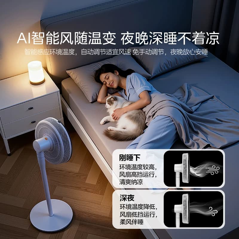 美的电风扇家用立式电扇省电7叶宿舍卧室智能落地扇可拆定时轻音 - 缩略图4