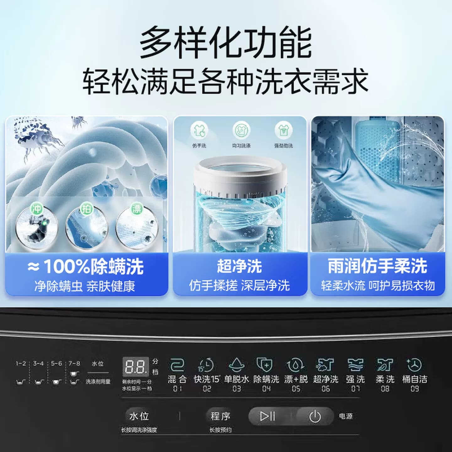 国家补贴|美的波轮12/10/8kg大容量定频变频家用宿舍全自动洗衣机 - 缩略图4