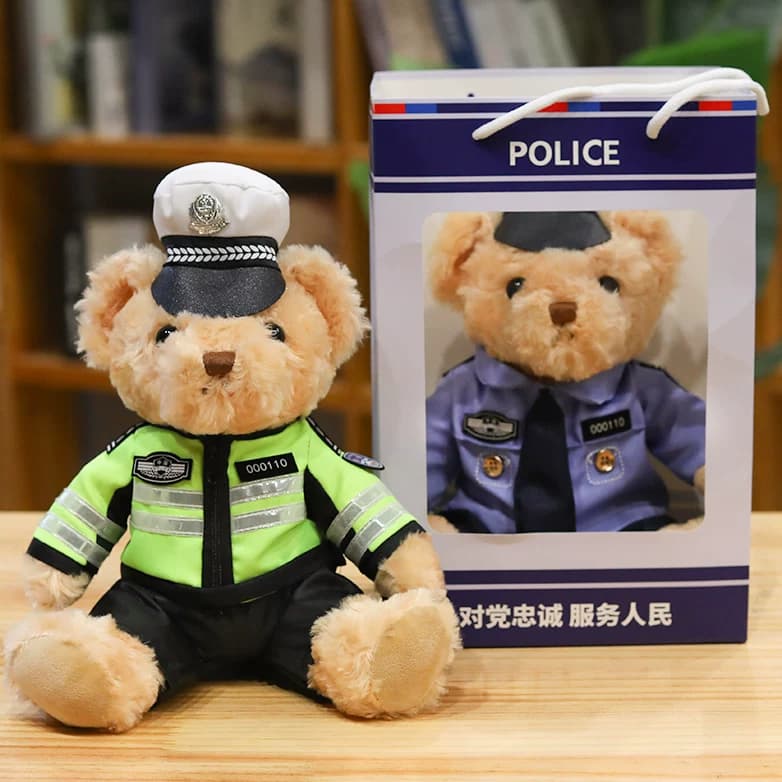 网红交警小熊玩偶公仔制服铁骑警察毛绒玩具定制宣传活动礼品批发 - 缩略图2