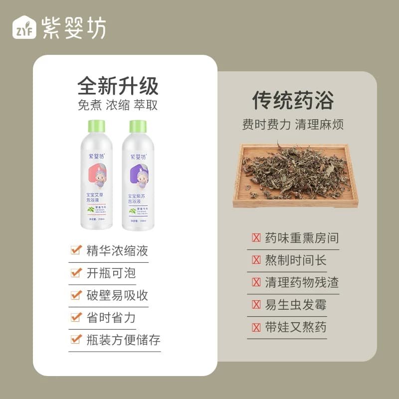 紫婴坊泡澡浴液紫苏艾叶免熬煮儿童宝宝药浴宝宝婴儿艾草洗泡澡液 - 缩略图4
