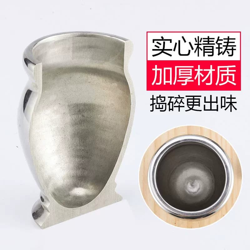 神捣精铸实心无夹层304不锈钢捣药罐研钵臼中药矿物实验室捣碎罐 - 缩略图4