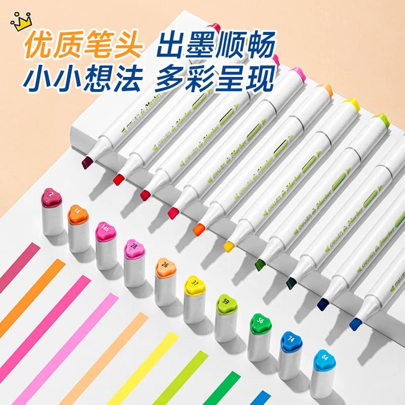 得力马克笔食品级水性双头彩色水彩笔可水洗不透色丙烯小学生幼儿园儿童美术DIY绘画专用画涂鸦笔 - 缩略图4