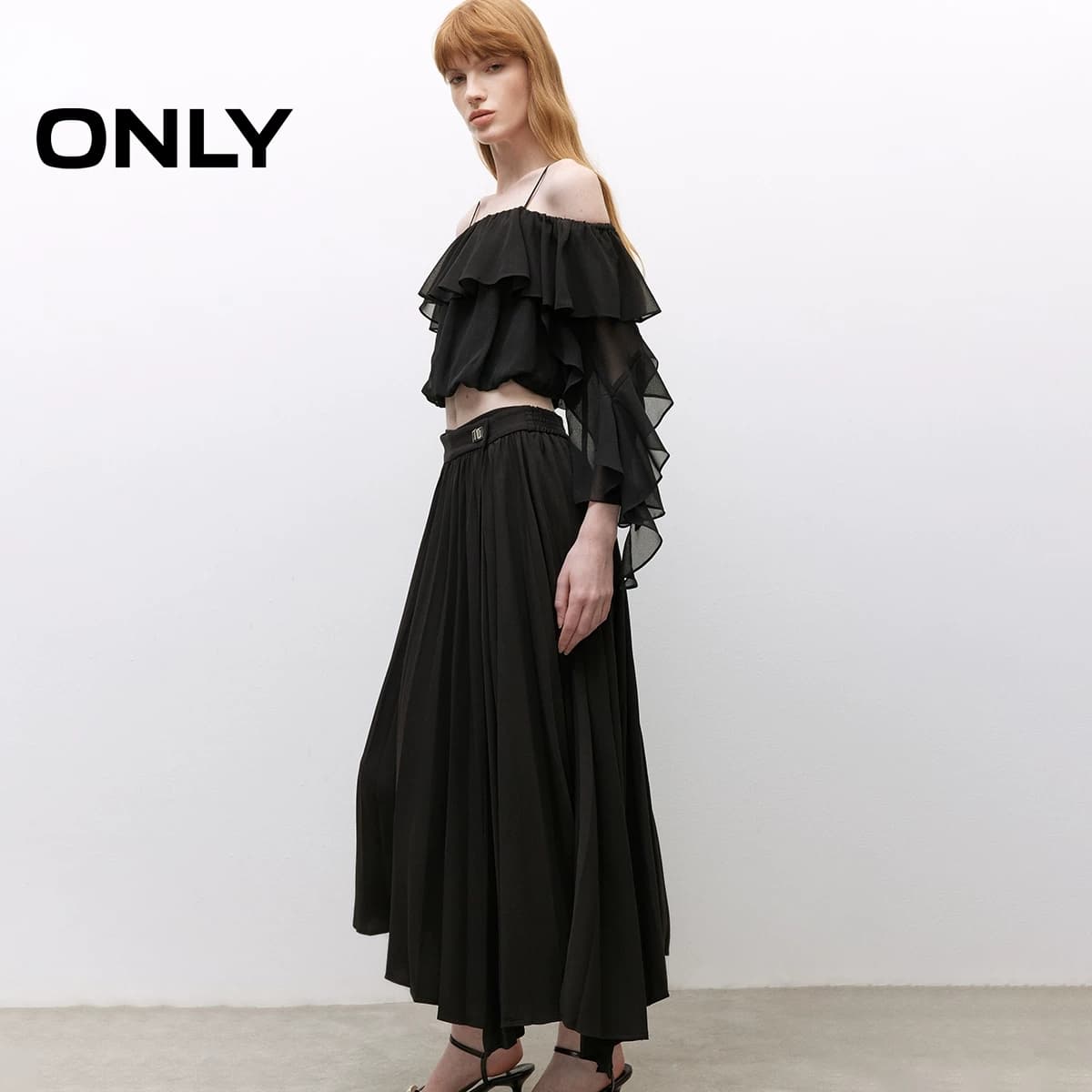 【ONLY奥莱】秋季新款通勤风A字风琴百褶中长款半身裙女 - 缩略图4