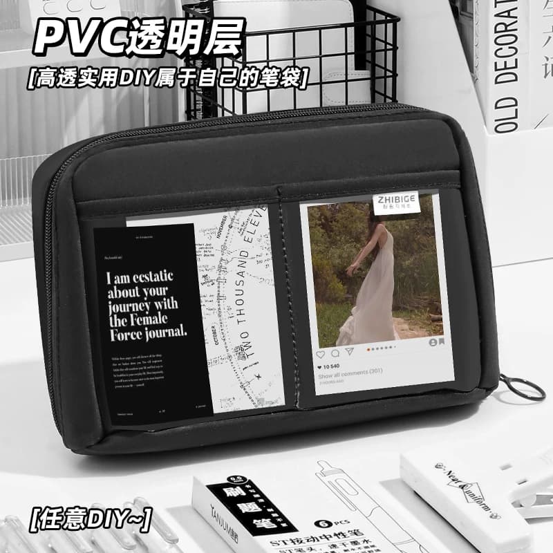 超耐脏！12层大容量笔袋女生2026超火新款文具盒男孩初中小学生用铅笔盒文具袋黑色简约高颜值ins风小众笔盒 - 缩略图3